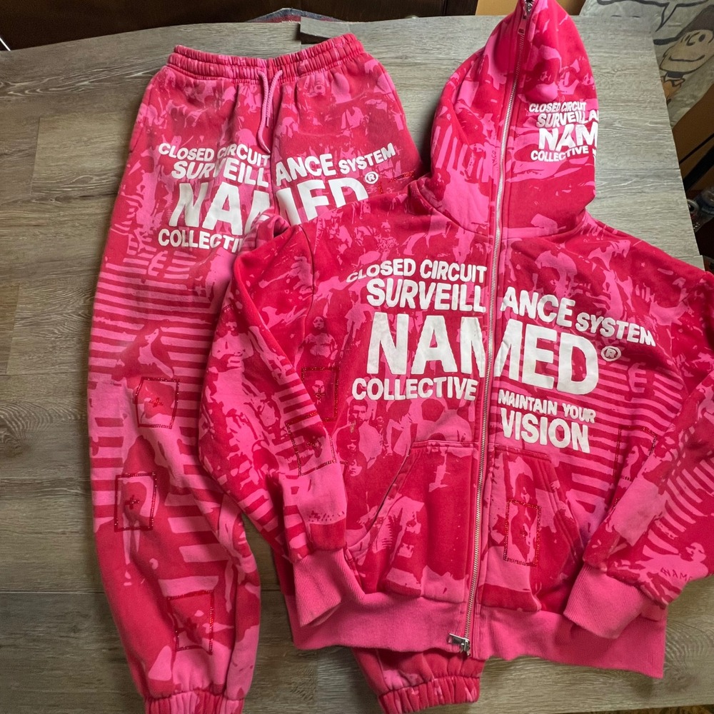 Named Collective Tracksuit Women S/M Pink Surveillance System Hoodie Joggers Set